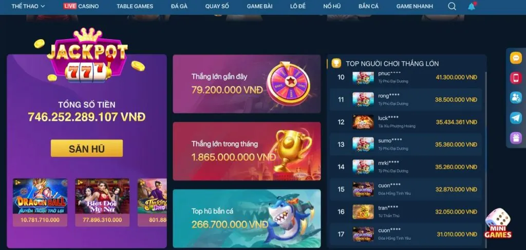 Các tính năng chính của ứng dụng game đổi thưởng
